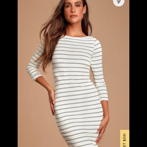 Lulu's ribbed black & white striped bodycon dress